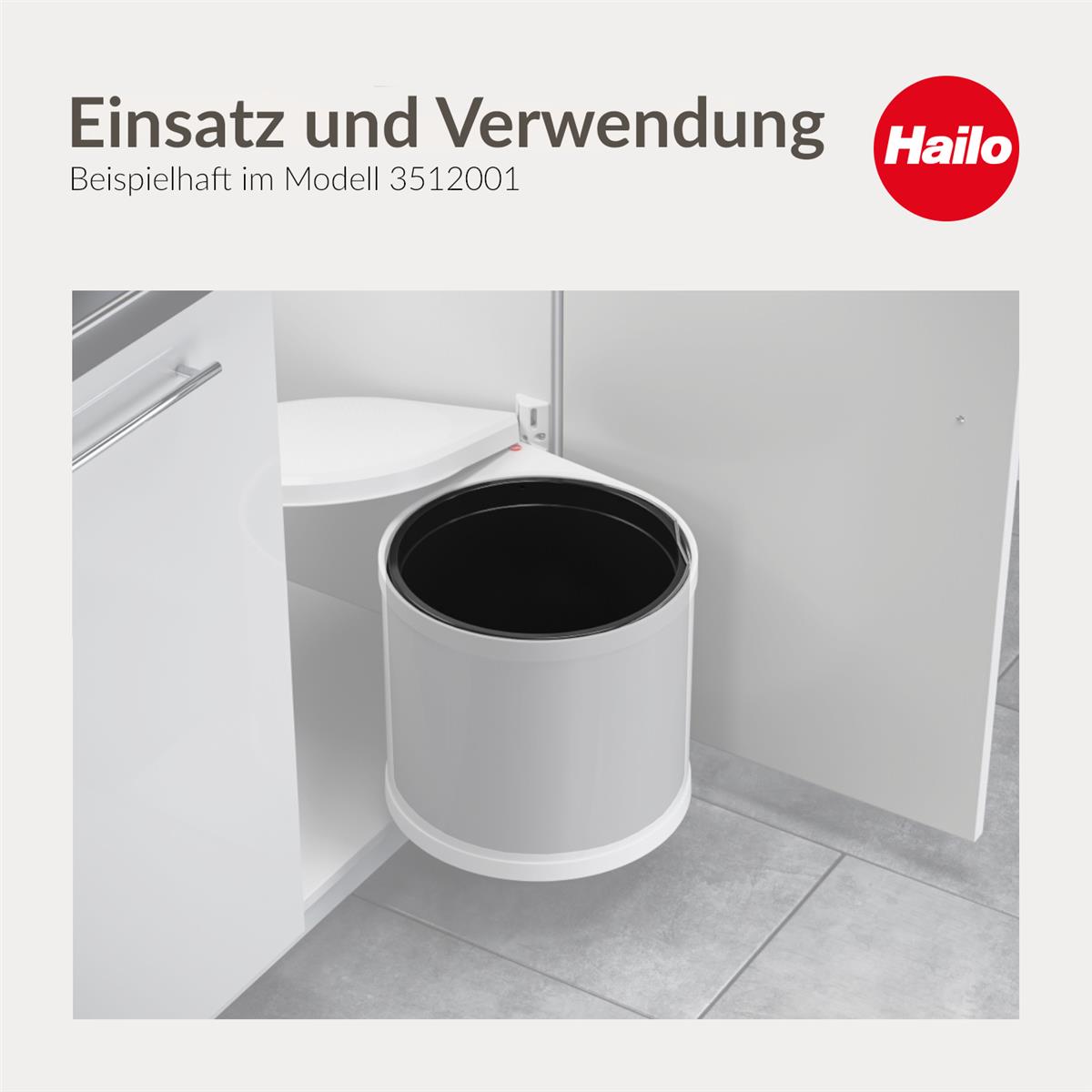 Hailo Inneneimer 1226579 schwarz 12 Liter 253 x 272 mm rund mit Henkel