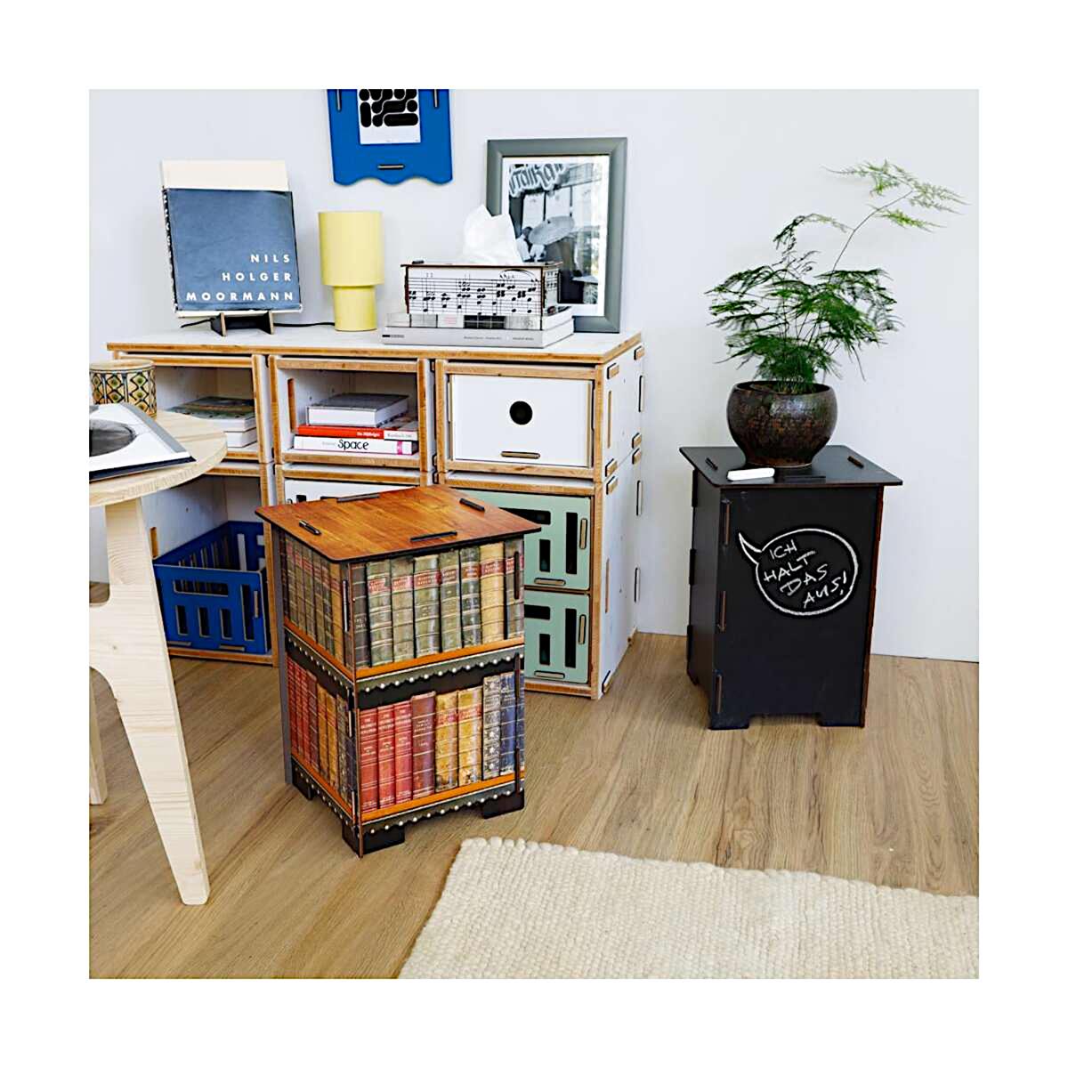 Werkhaus Photohocker SH8183 antike Bücher 295 x 295 x 420 mm
