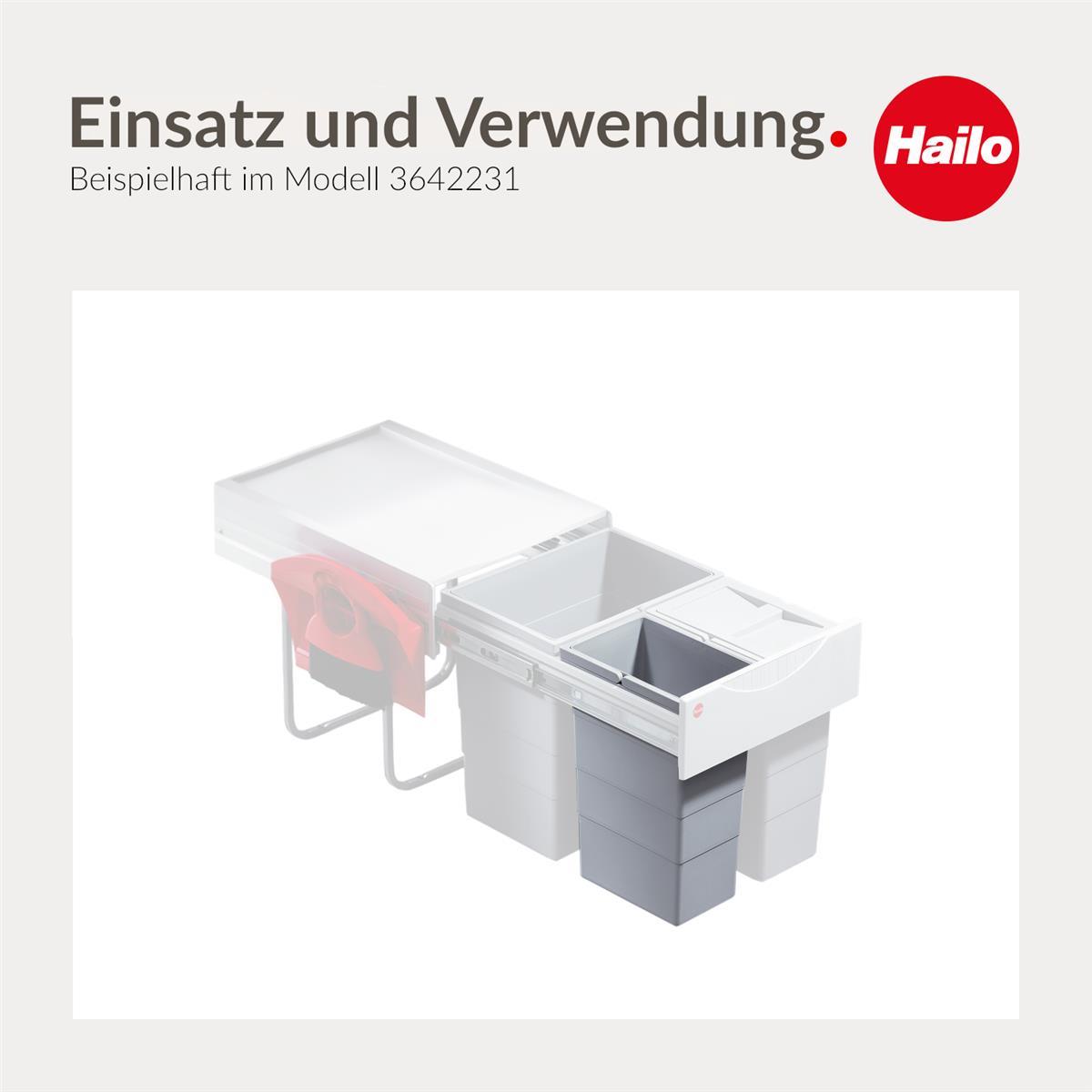 Hailo Inneneimer 1075969 hellgrau 10 Liter 226 x 156 x 350 mm 2 Henkel