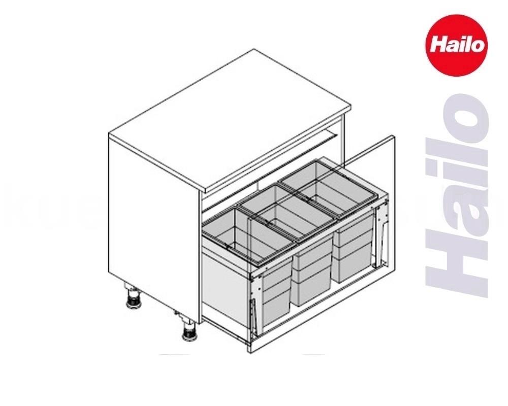 Hailo Abfallsammler 3631981 XL Inset 900 28/28/28 Triple-XL 3x 28 L