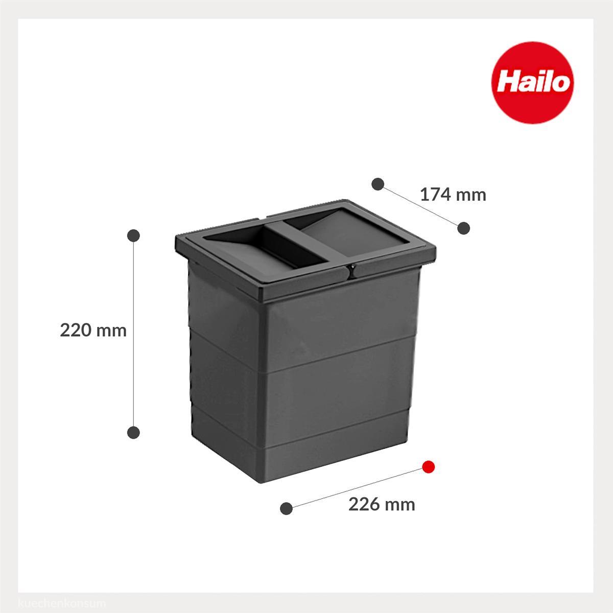 Hailo Inneneimer 1138979 dunkelgrau 6,5 Liter 226 x 174 x 220 mm mit Deckel