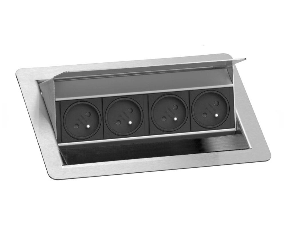 Schulte EVOline FlipTop 20.003 Klappsteckdose 4 fach FR Medium Gummilippe