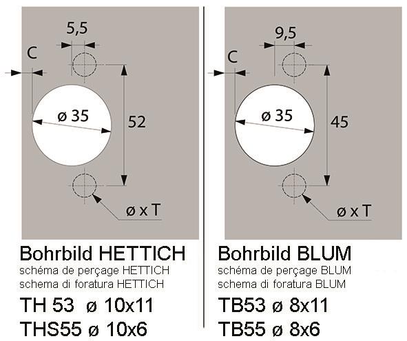 Hettich Eckband Sensys 165 grad S-8657i-Topf TB52 zum Anschrauben