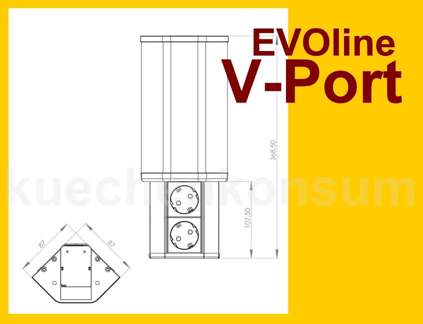 Schulte EVOline V-Port 50.002 senkrecht Edelstahl 2fach
