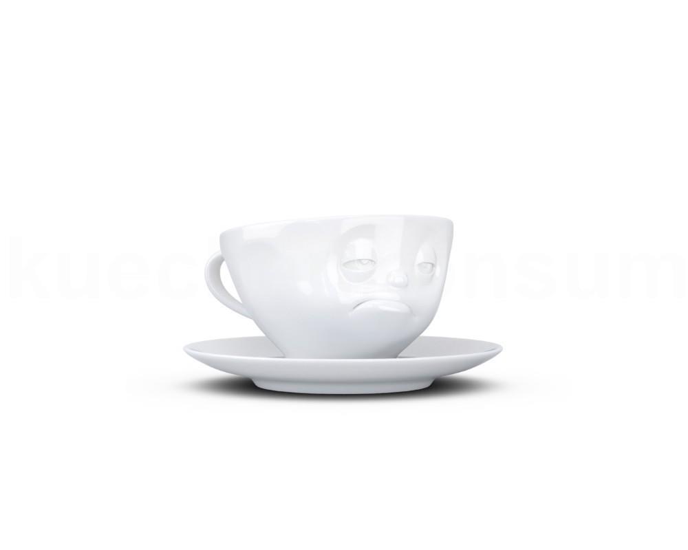 TV Tasse Kaffeetasse 45 Verpennt mit Untertasse weiß