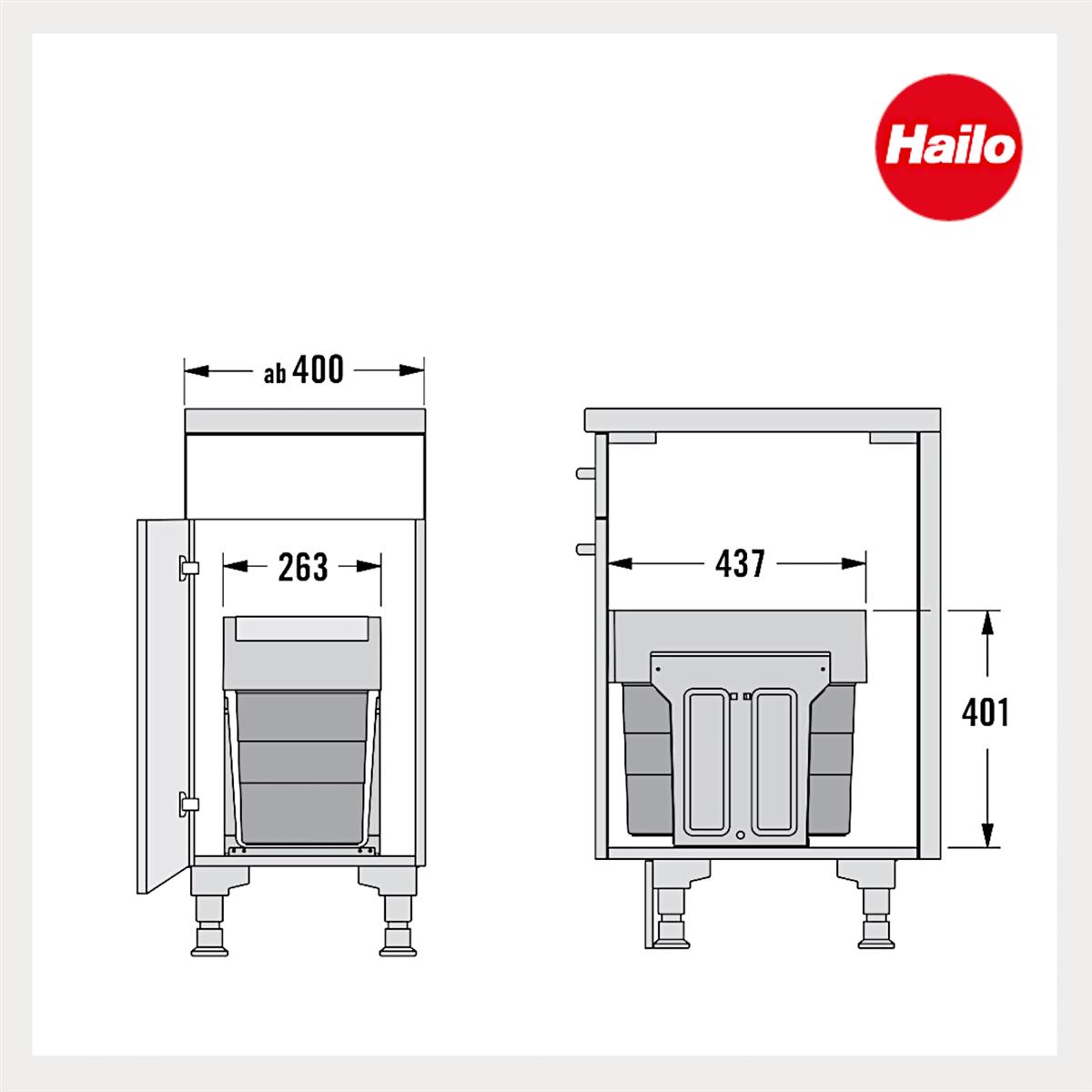 Hailo Abfallsammler 3666903 TA Swing Tandem 2x 13 Liter m Biodeckel