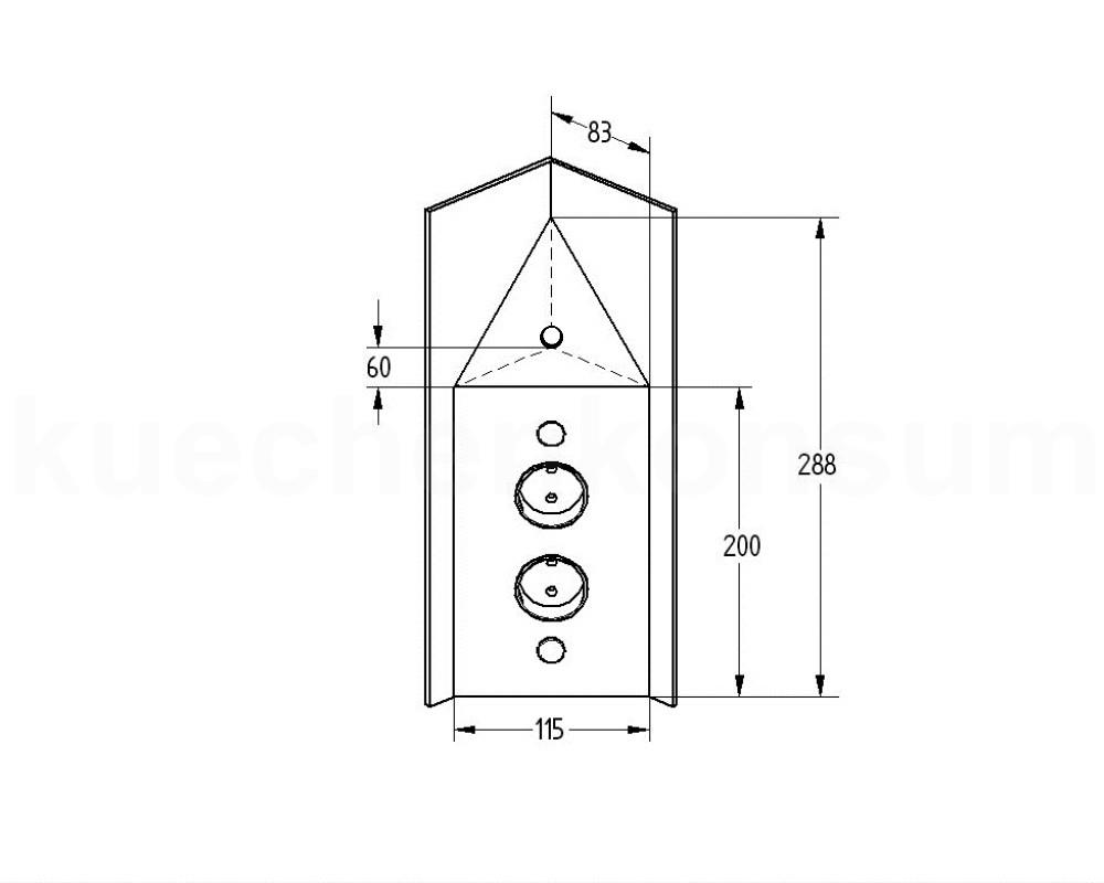 Thebo Ecksteckdose 17596/200/2C Edelstahl 2fach STS 3007-2C mit Schalter