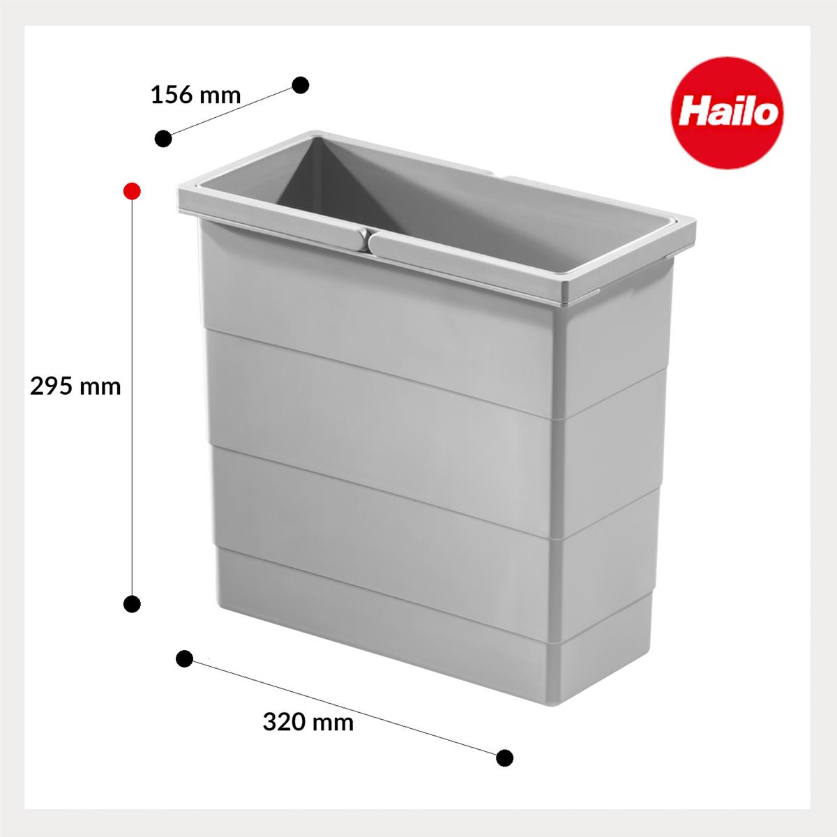 Hailo Inneneimer 1102449 hellgrau 12 Liter 320 x 156 x 295 mm 2 Henkel