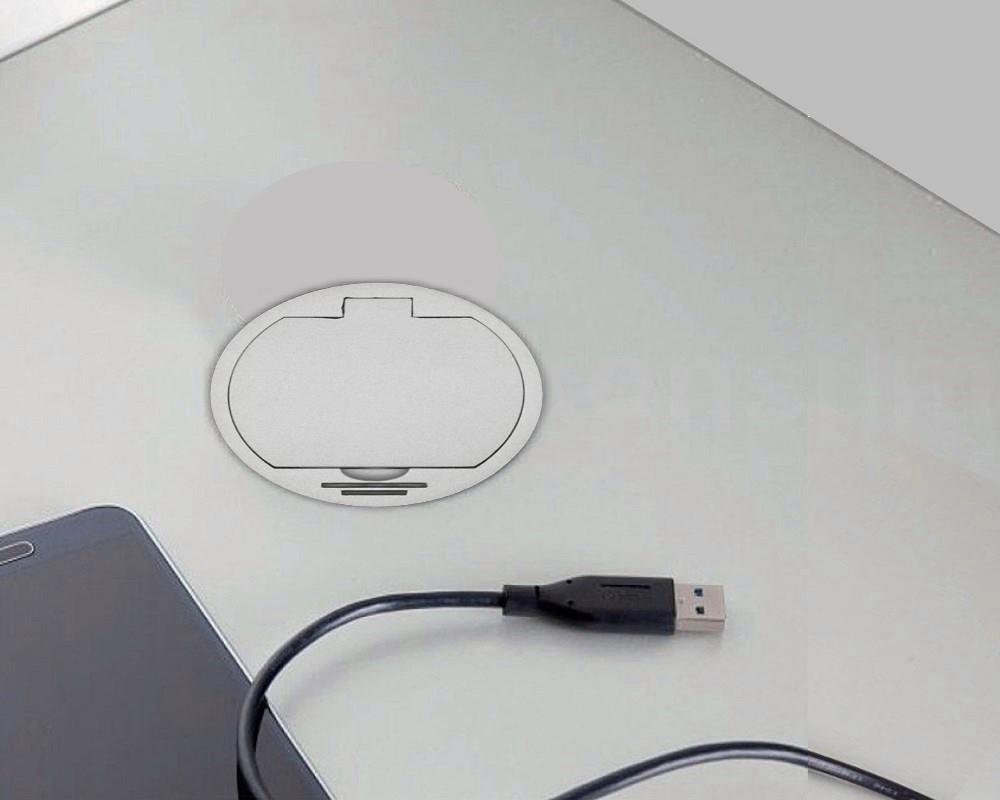 Thebo Einbausteckdose 17086.0 Edelstahl ST 08 USB mit Klappdeckel