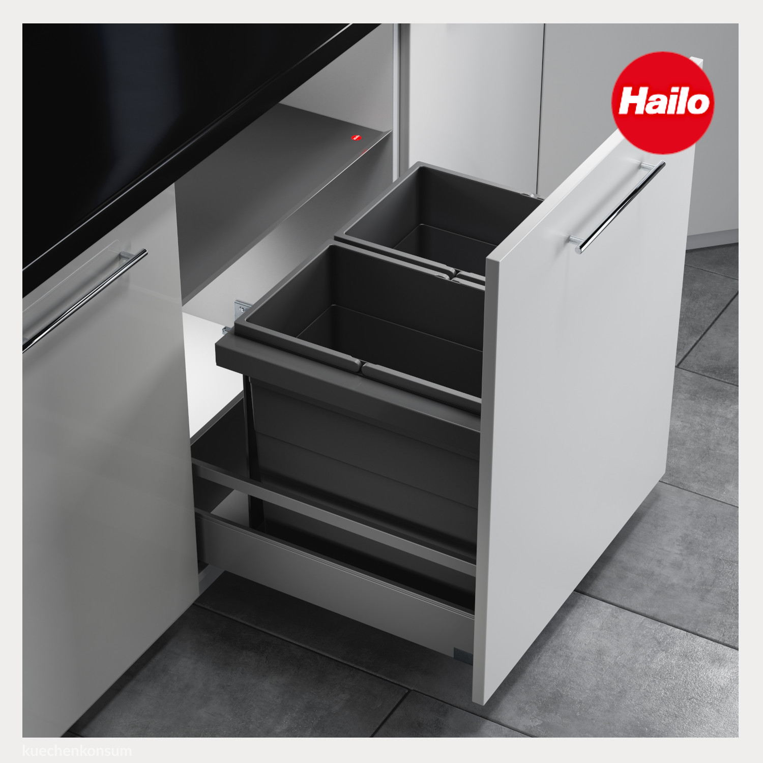 Hailo Abfallsammler 10000225 Triple XL 600 28/28 Liter dunkelgrau