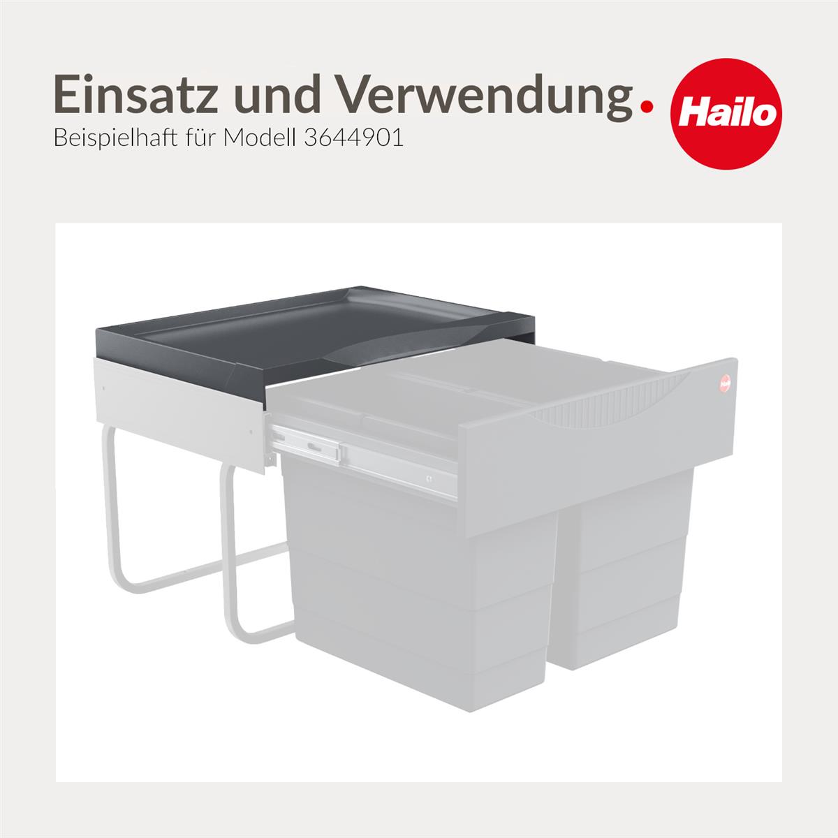Hailo Systemdeckel 1223579 dunkelgrau - Ersatzdeckel aus Kunststoff für Abfallbehälter