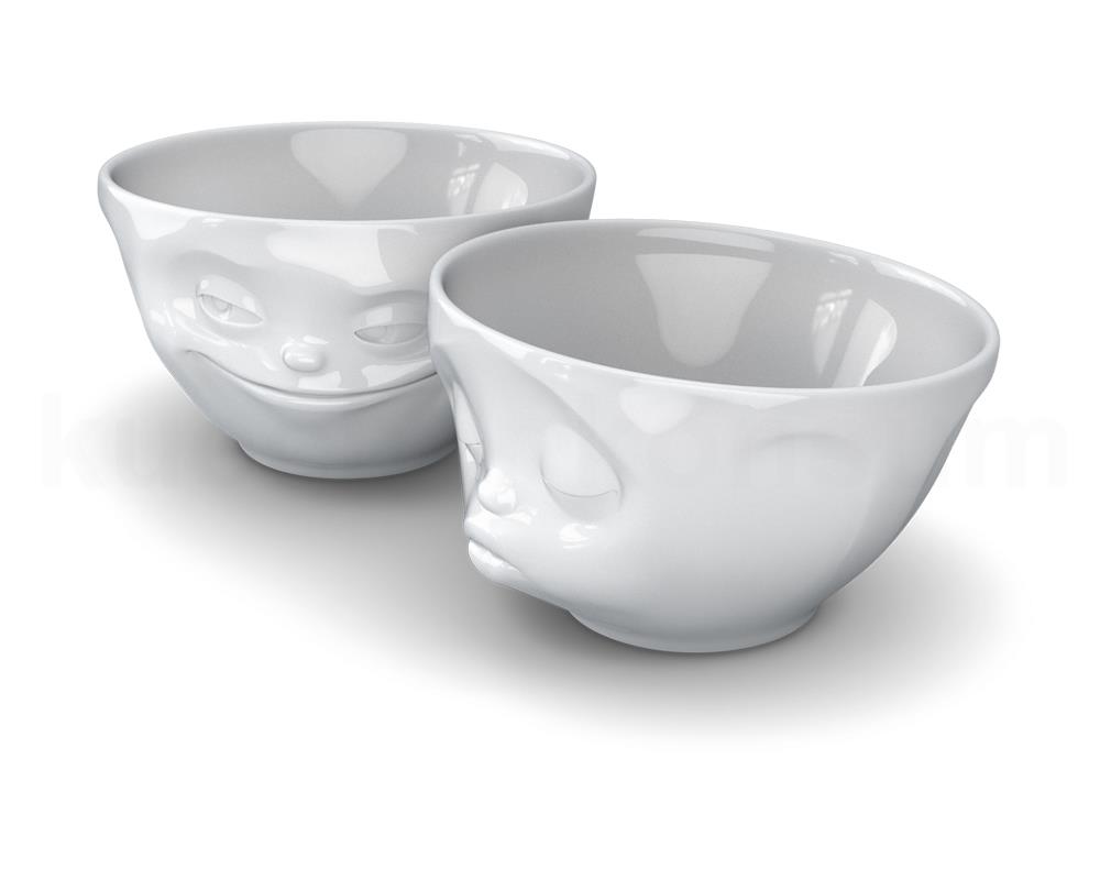 TV Tasse Schälchen-Set 22.01 Küssend und Grinsend mittel weiß