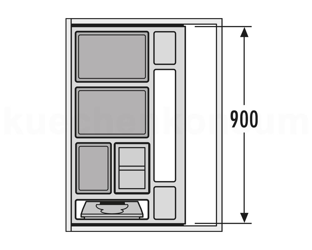 Hailo Abfallsammler 3620901 Separato-K 900 Einsatz mit Kehrset 2x 18 + 2x 8 Liter Hellgrau