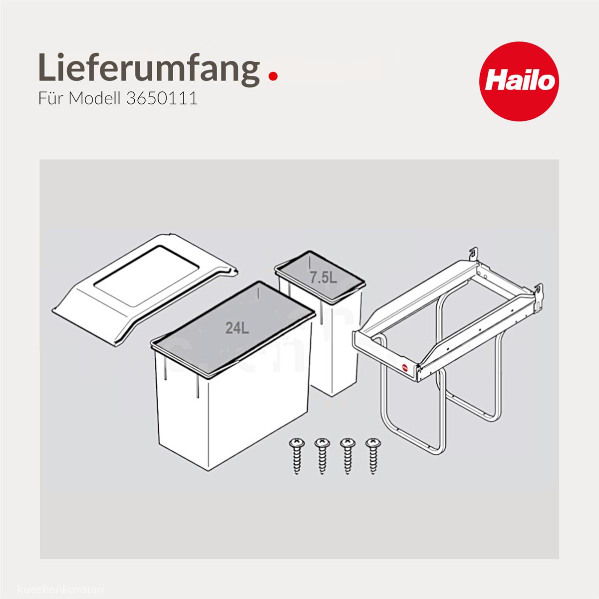 Hailo Abfallsammler 3650111 TA Swing A Tandem 24 + 7 Liter