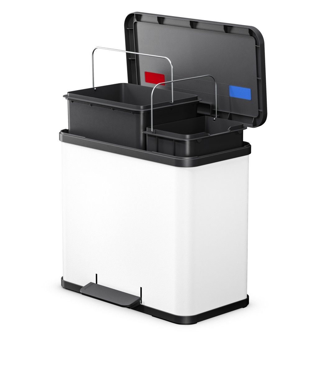 HAILO Standmülleimer 6302300 Öko duo Plus L 17 + 9 L Weiß matt