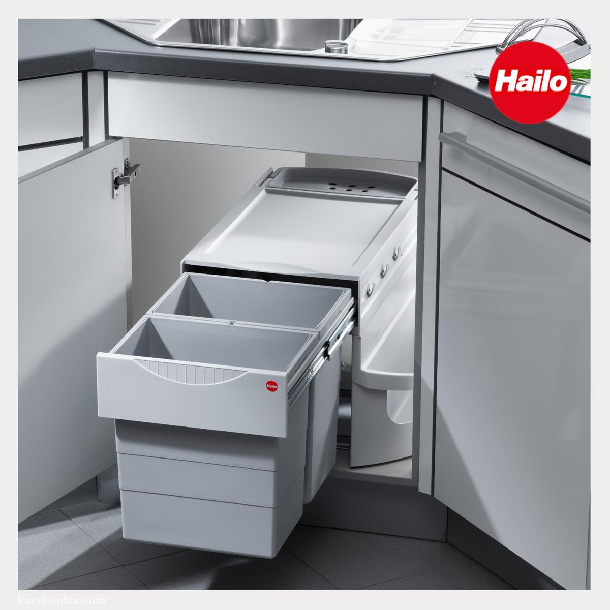 Hailo Eckabfallsammler 3645221 Rondo Comfort 2-fach Trennung 2x20 Liter
