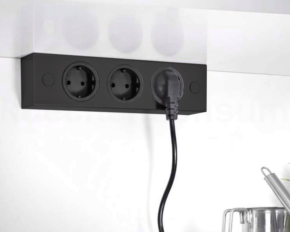 Thebo Ecksteckdose 174828 Schwarz ST 3002 3fach 240 x 63 x 48 mm