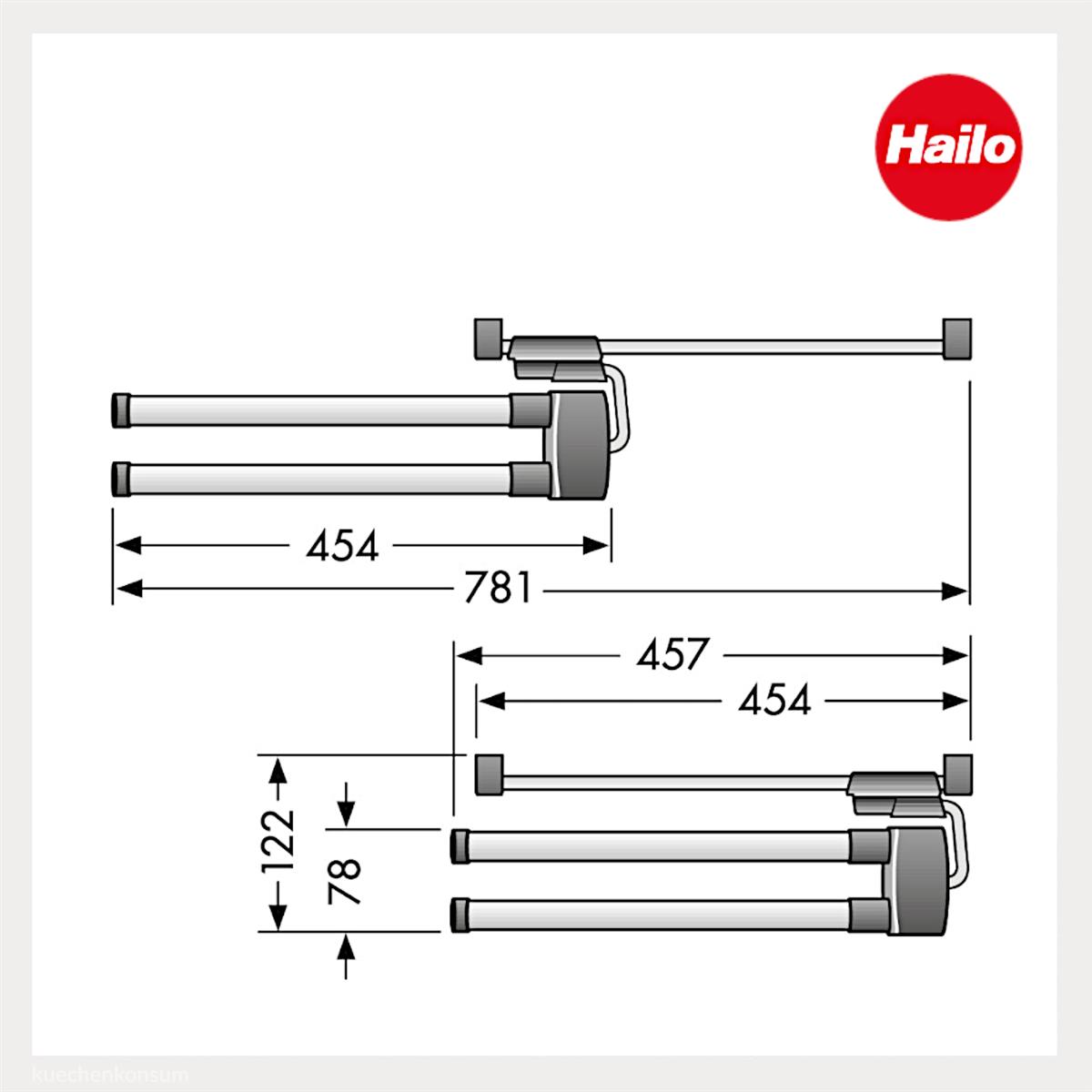 Hailo Handtuchhalter 3132101 Secco Alu Line Aluminium 2-armig