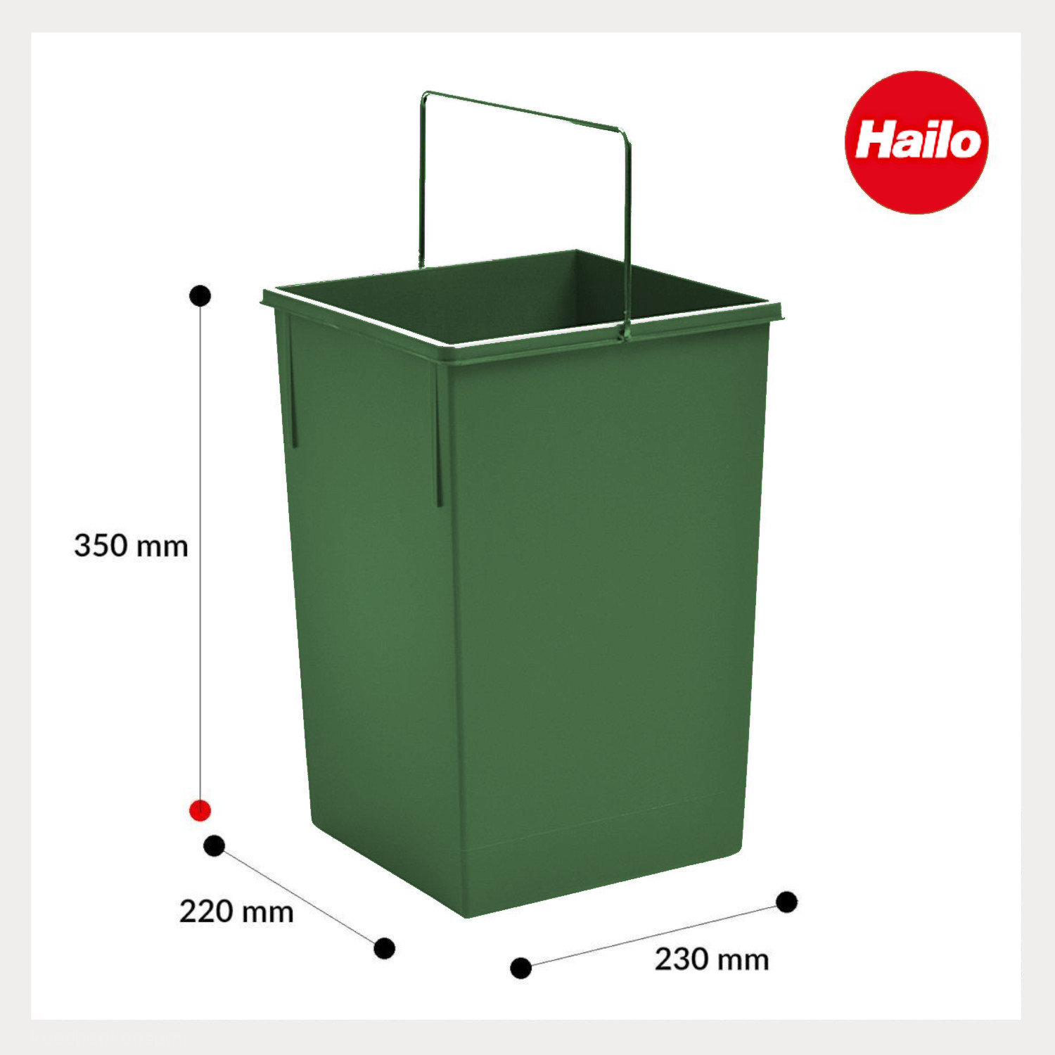 Hailo Inneneimer 1073259 grün 15 Liter 220 x 230 x 350 mm mit Deckel