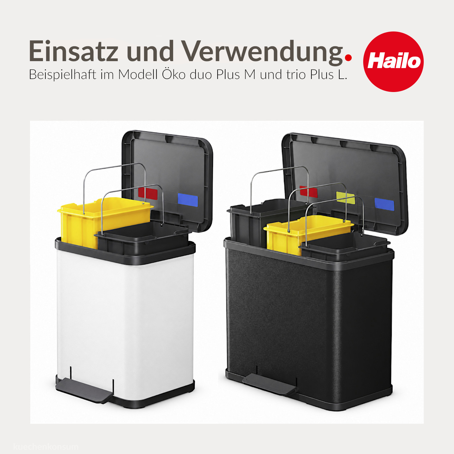 HAILO Inneneimer-Set 3x 9 Liter gelb/schwarz 150 x 232 x 338 mm