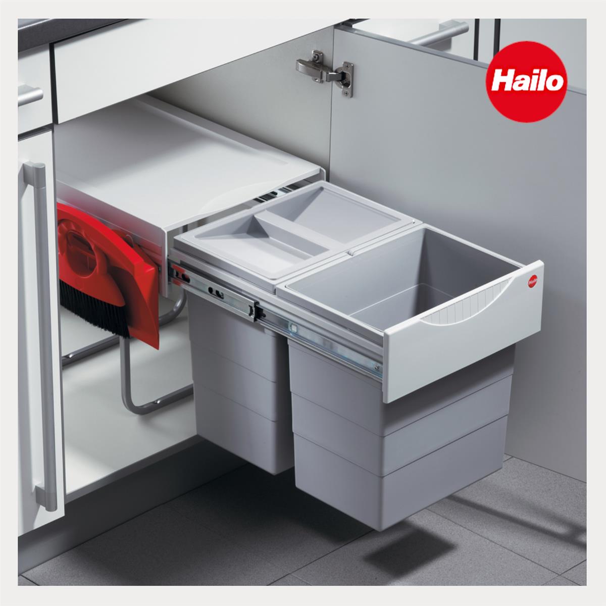 Hailo Abfallsammler 3641222 TR Swing Raumspar-Tandem-H  2x 20 Liter mit Deckel