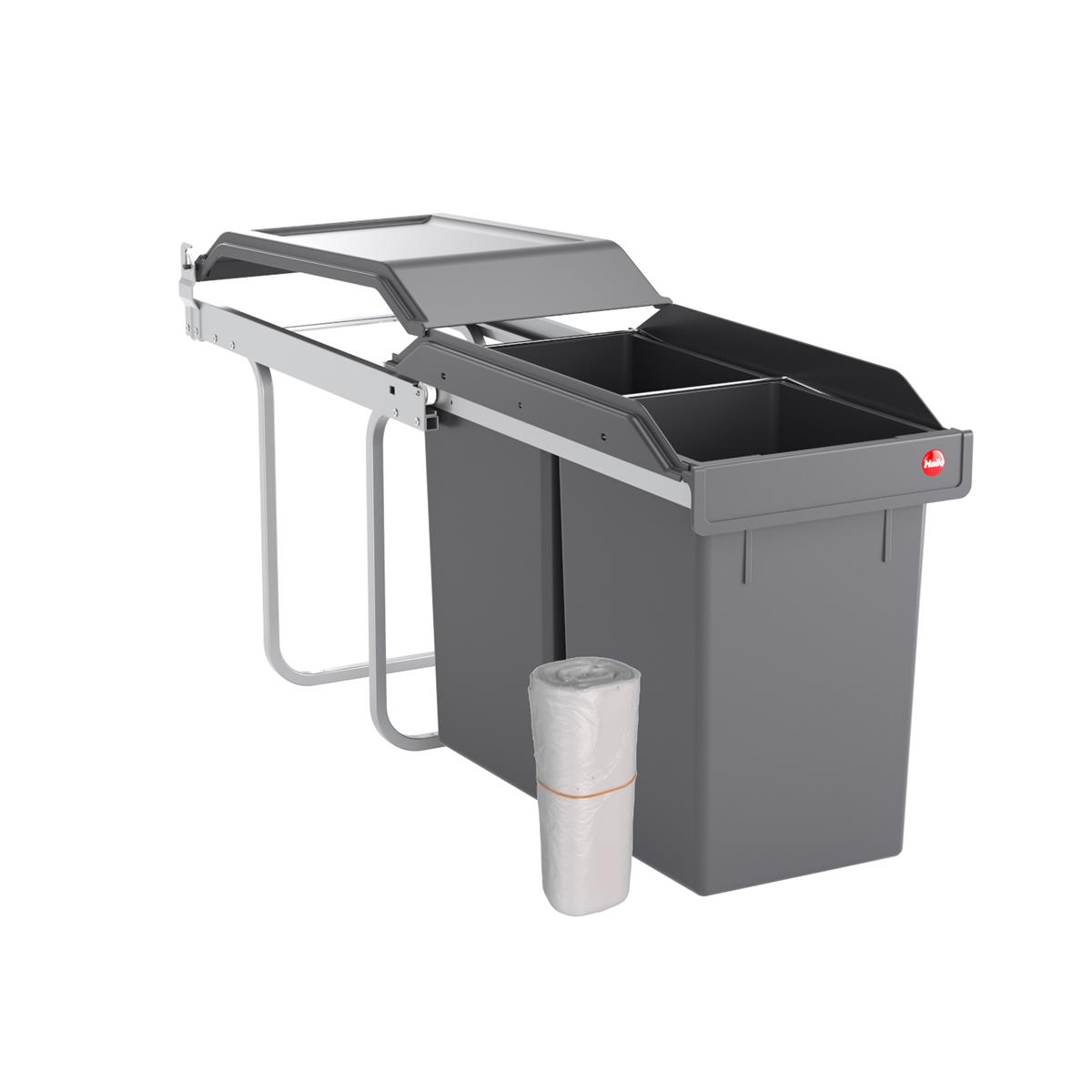 Hailo Abfallsammler 3650103 TA Swing A Tandem 2x 15 Liter mit Müllbeutelrolle
