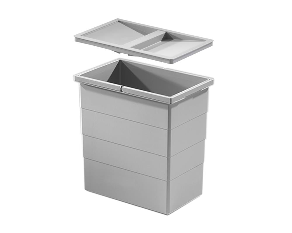 Hailo Inneneimer 1076129 mit Deckel hellgrau 350x226x350 mm 2 Henkel