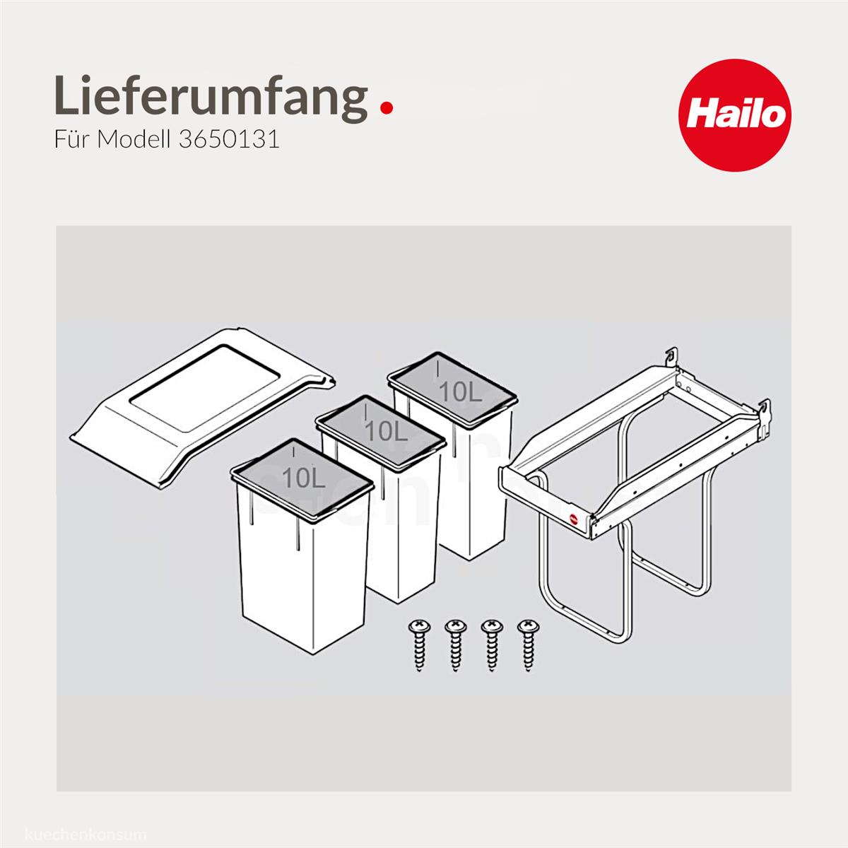 Hailo Abfallsammler 3650131 TE Swing A Terzett 3x 10 Liter