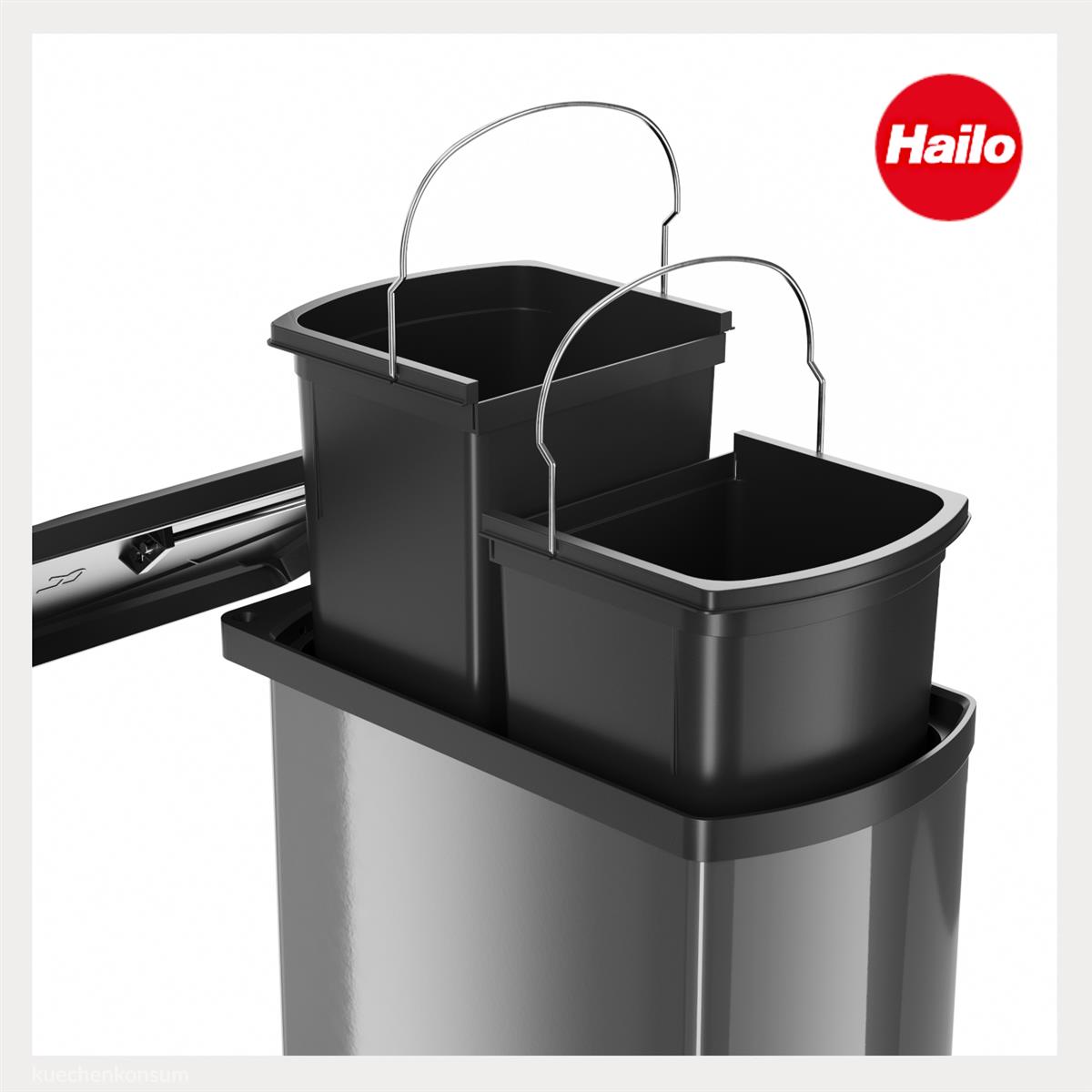 Hailo Abfallsammler 3416071 MF Swing Duo 16 Liter dunkelgrau