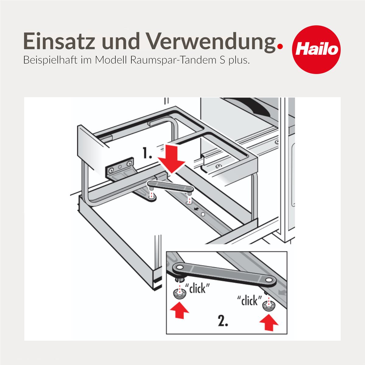 Hailo Mitnehmer 1830879 Raumspar-Tandem Ausfahrautomatik