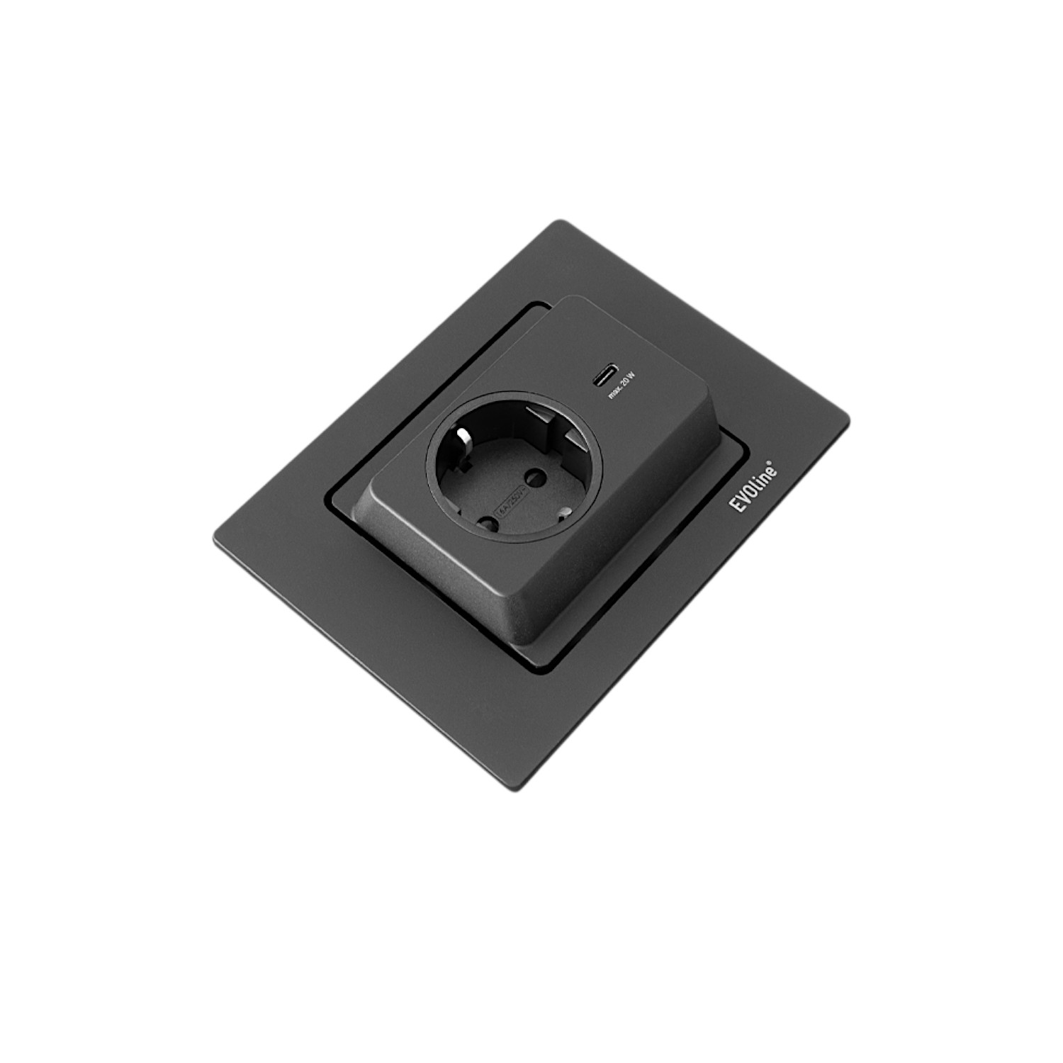 Schulte EVOline Spin 40.003 Einbausteckdose VDE/USB schwarz matt