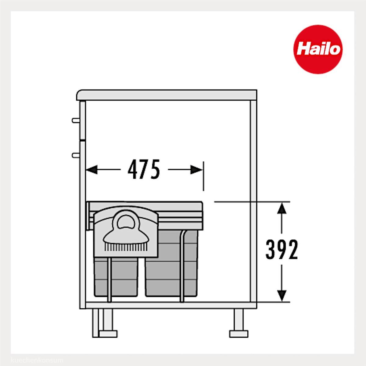 Hailo Abfallsammler 3641222 TR Swing Raumspar-Tandem-H  2x 20 Liter mit Deckel