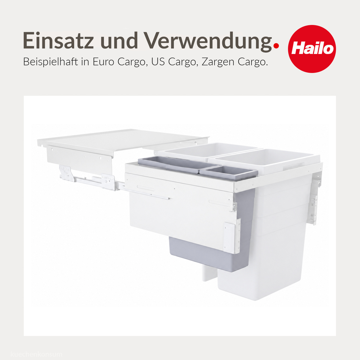 Hailo Inneneimer 1122459 2 Henkel hellgrau 12 Liter 320 x 141 x 350 mm