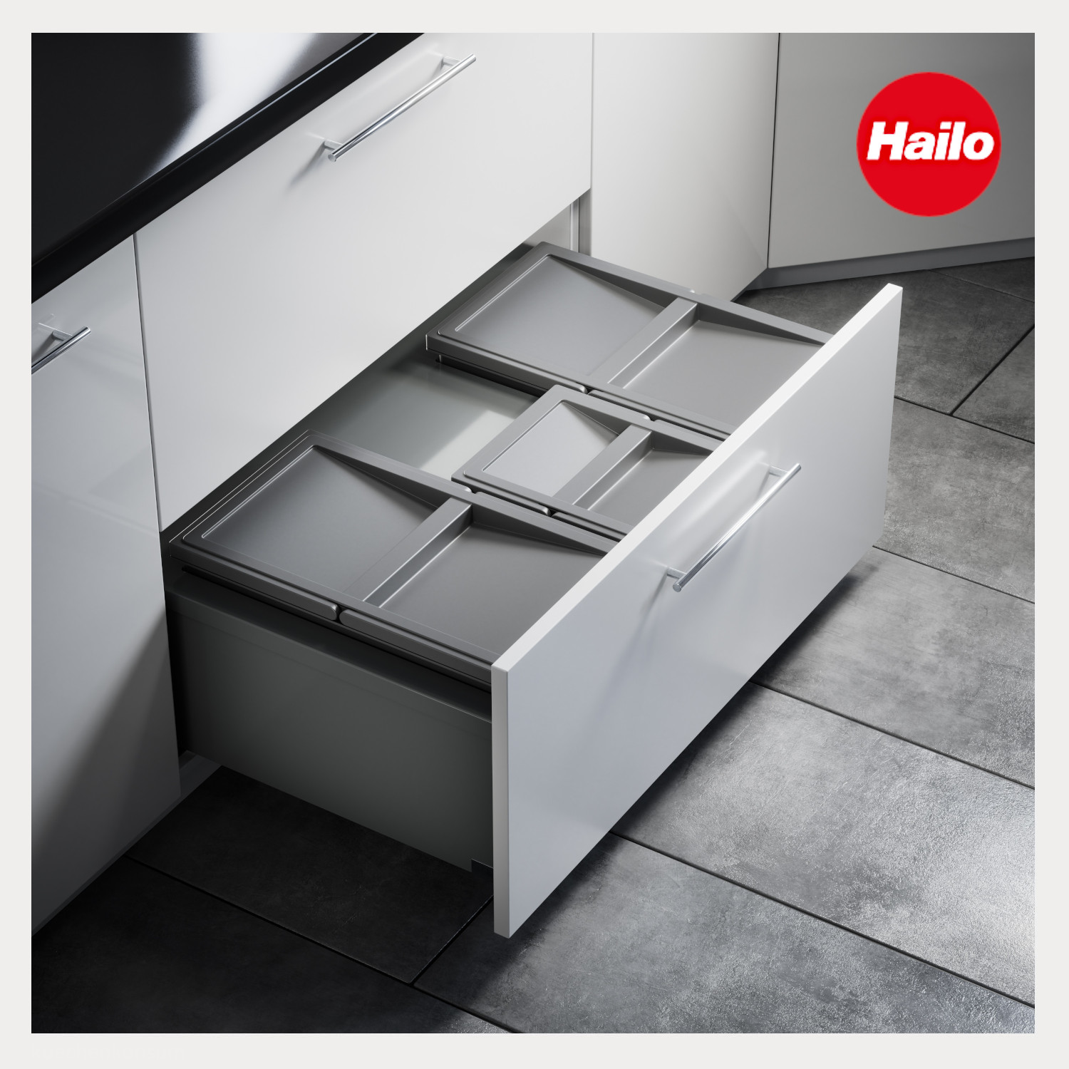 Hailo Abfallsammler 10000509 Separato Mülleimereinsatz 2x 17 + 8 Liter dunkelgrau