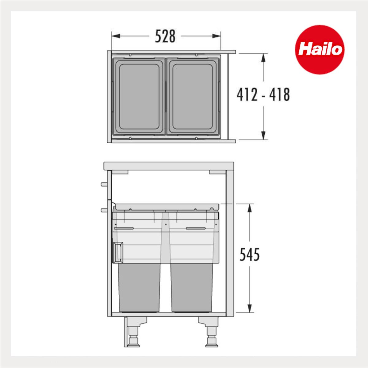Hailo Abfallsammler 3619471 CE Slide Euro-Cargo 2x 38 Liter