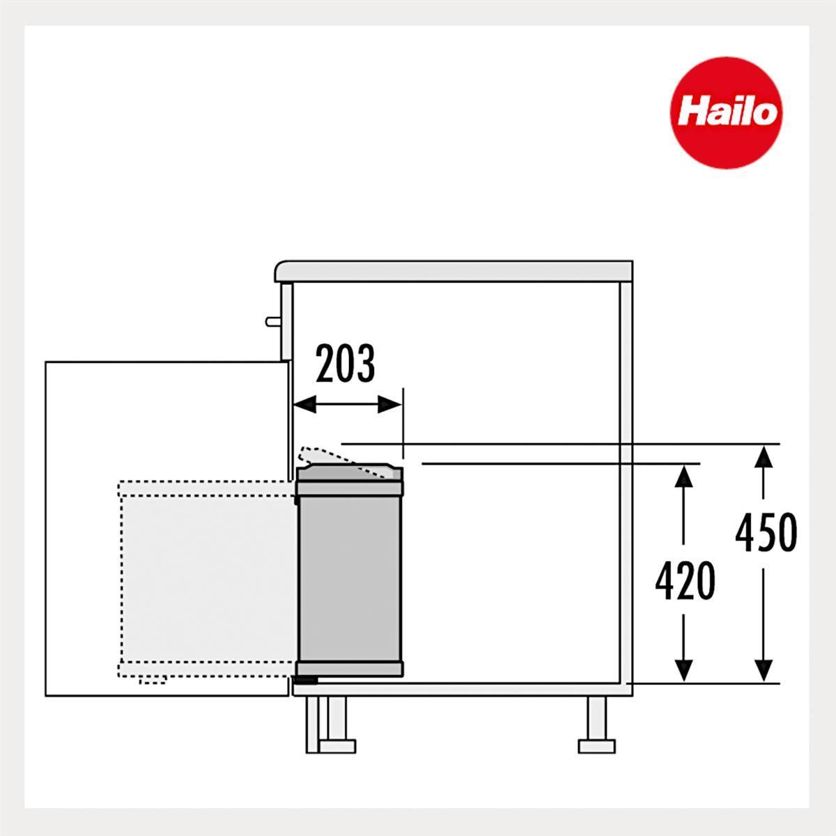 Hailo Uno Einbau Abfallsammler 18 Liter Schwenkeimer Abfallsorter Mülleimer 3418