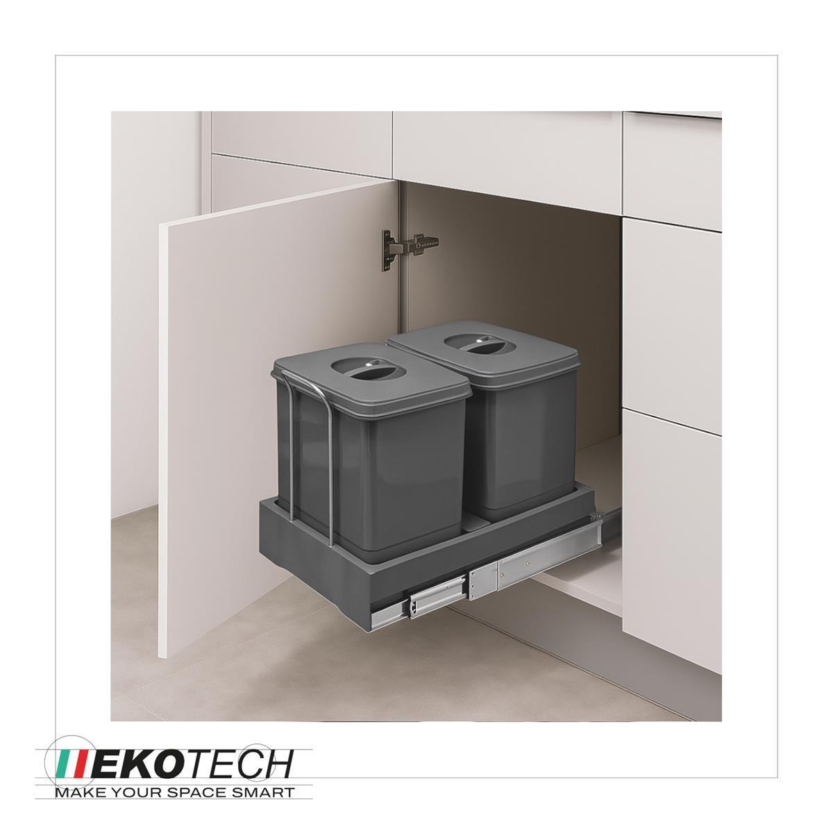 Ekotech Abfallsammler 90754162 Patty.45 oriongrau 2x 12 Liter Müllsystem Automatic