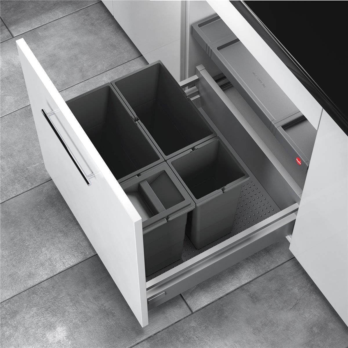 Hailo Abfallsammler 3301641 Allegro 345 Einsatz 2x 8 + 2x 18 Liter Dunkelgrau