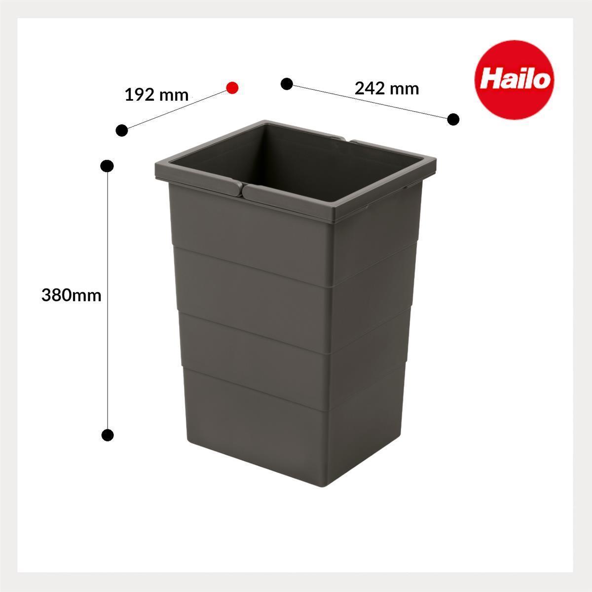 Hailo Inneneimer 1220359 dunkelgrau 2x 13 Liter 242 x 192 x 380 mm mit Deckel
