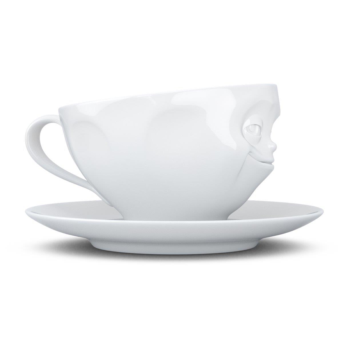 TV Tasse Kaffeetasse 41.01 Grinsend mit Untertasse weiß