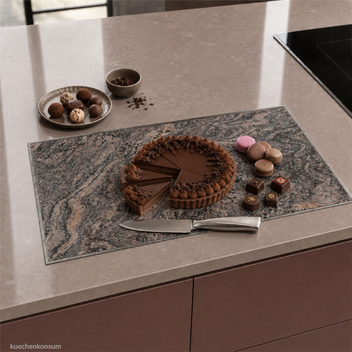 Einbau Granitfeld Paradiso in Edelstahlwanne 510 x 325 x 10 mm