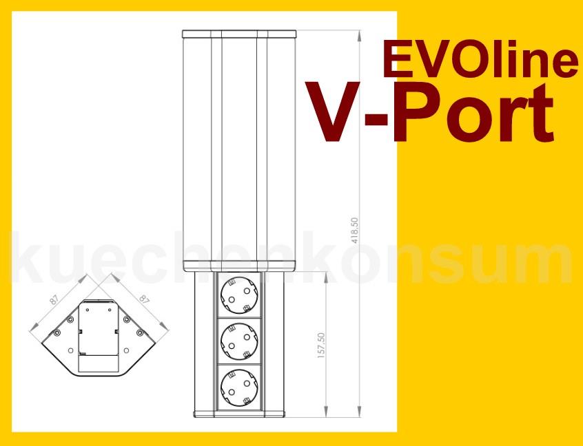 Schulte EVOline V-Port 50.001 senkrecht Edelstahl 3fach