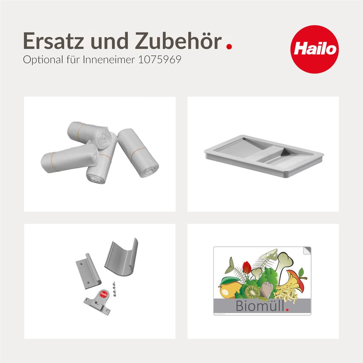 Hailo Inneneimer 1075969 hellgrau 10 Liter 226 x 156 x 350 mm 2 Henkel