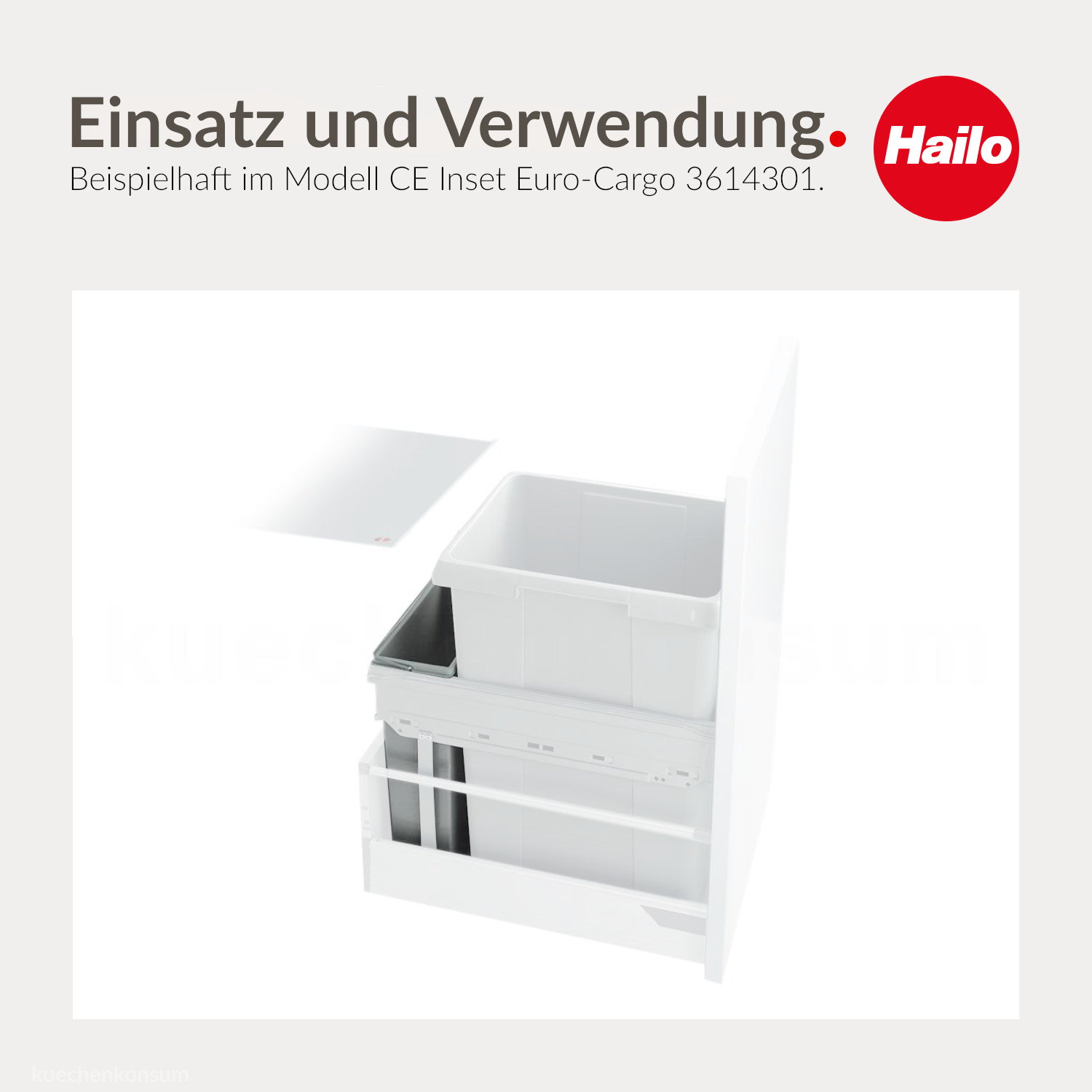 Hailo 7 L Inneneimer 1068909 signalgrau 226 x 115 x 340 mm mit Henkel