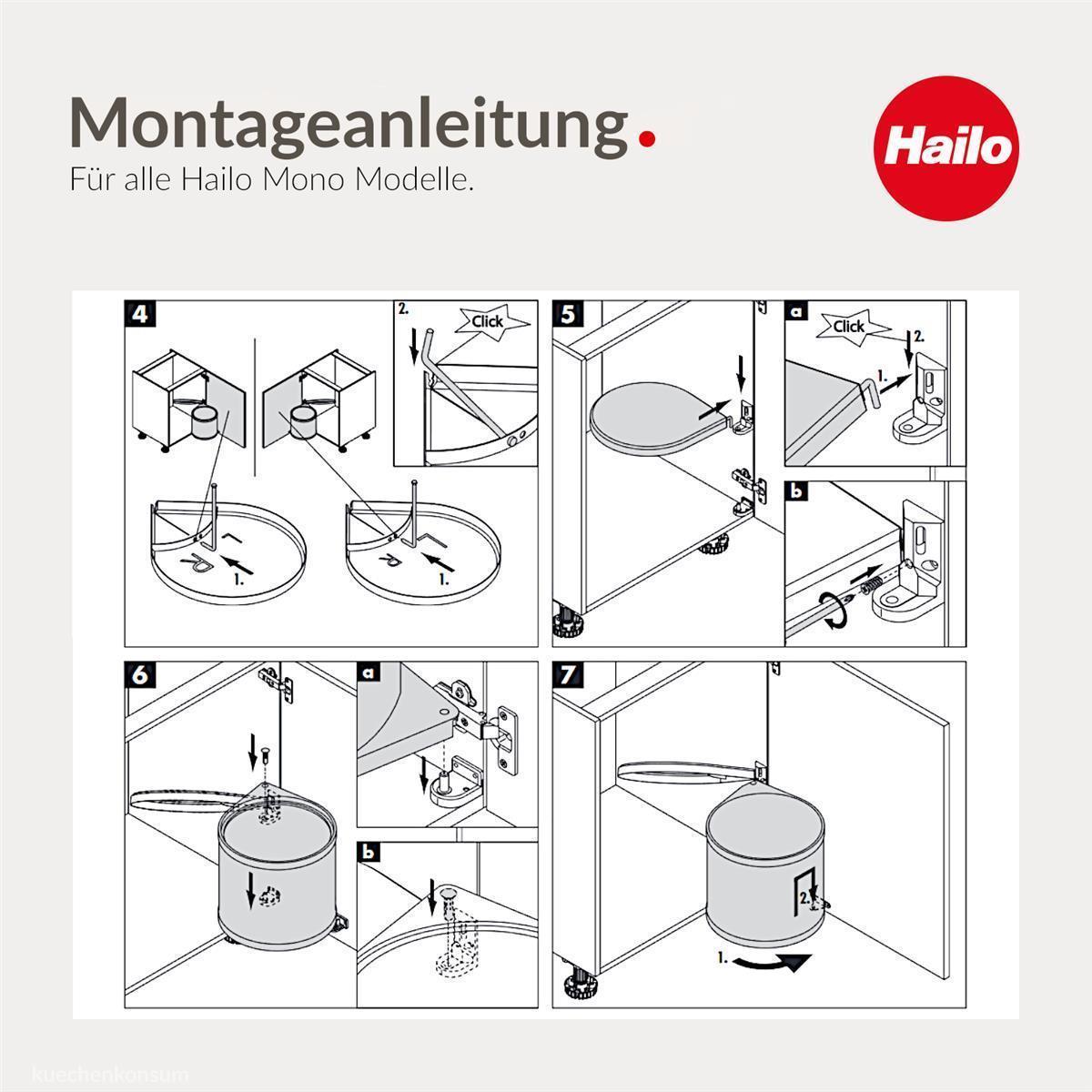 Hailo Abfallsammler 3515071 schwenkbar Mono 15 Liter Dunkelgrau