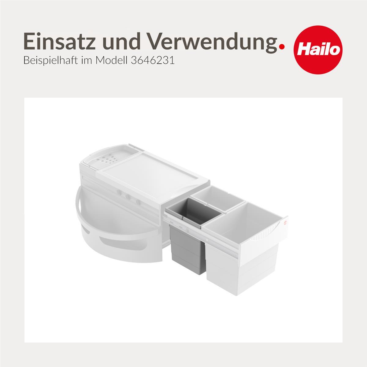 Hailo Inneneimer 1075969 hellgrau 10 Liter 226 x 156 x 350 mm 2 Henkel