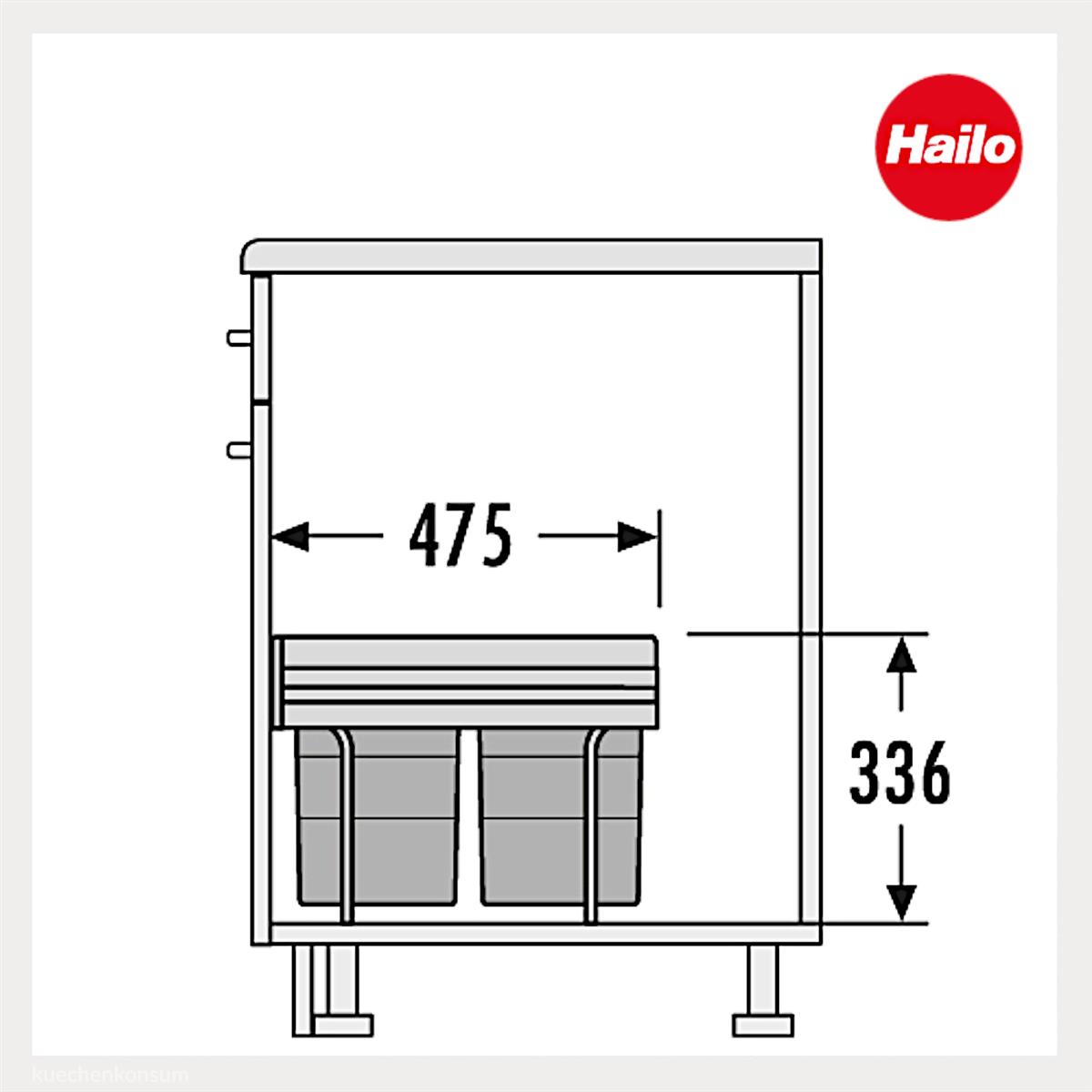 Hailo Abfallsammler 3642131 Raumspar-Tandem 2x 8,5 + 18 Liter hellgrau