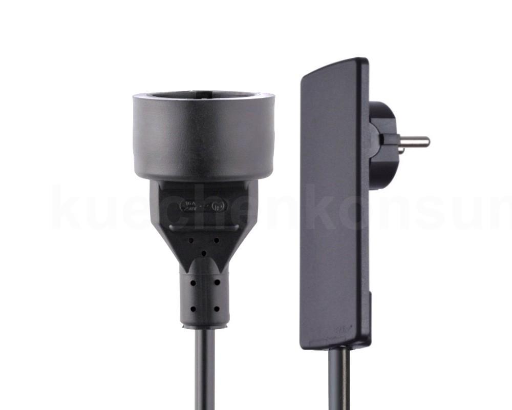 Schulte EVOline Plug 01.551 Flachstecker 1.5 m mit Kupplungsdose schw.