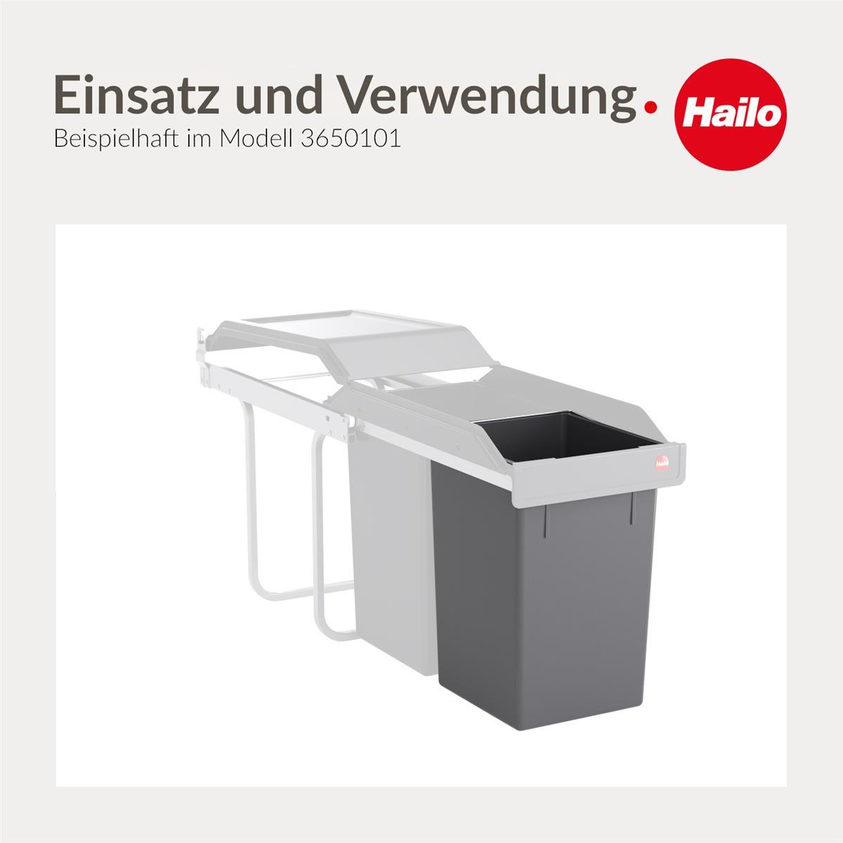 Hailo Inneneimer 1008879 dunkelgrau 15 L 230 x 220 x 350 mm mit Henkel