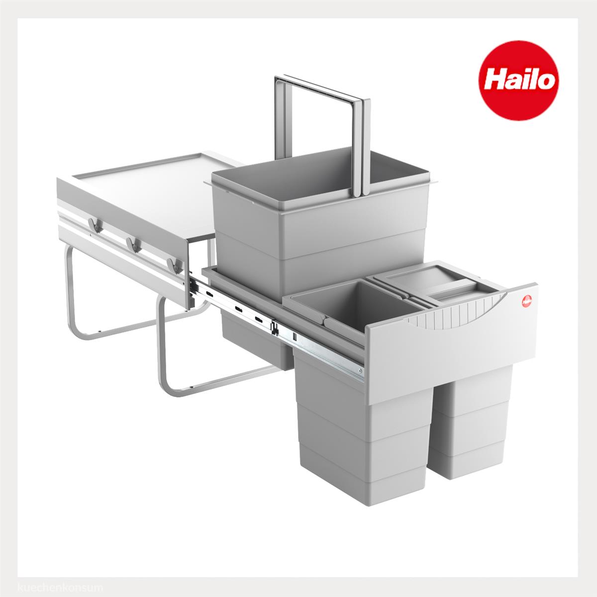 Hailo Abfallsammler 3642131 Raumspar-Tandem 2x 8,5 + 18 Liter hellgrau